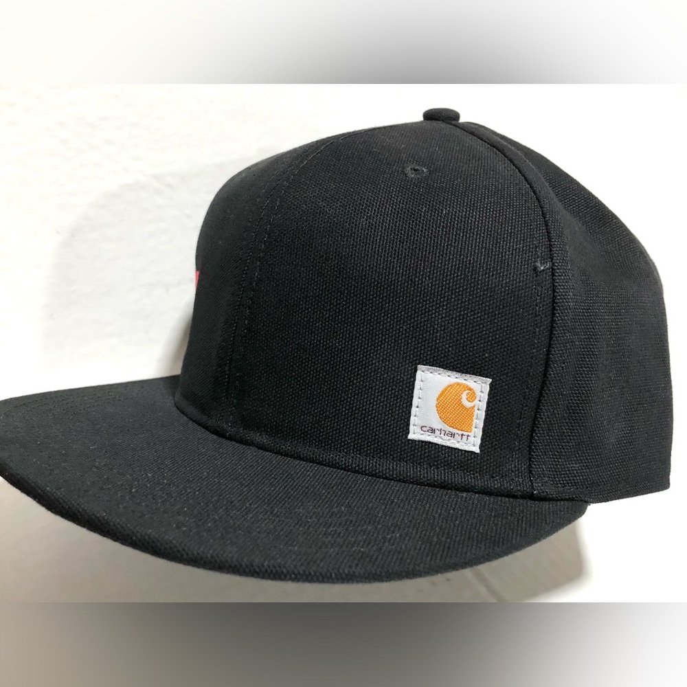 Carhartt Black Snapback Hat with Red GAF and Gold Logo Patches